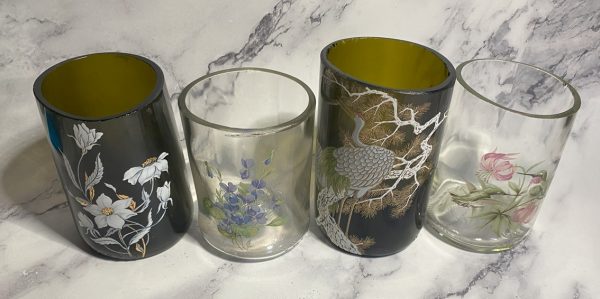 Recycled Bottle Vases with Fused Glass Decals