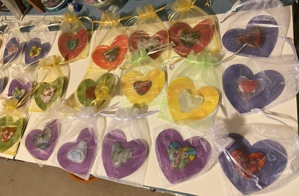 Fused Glass Hearts for Local High School