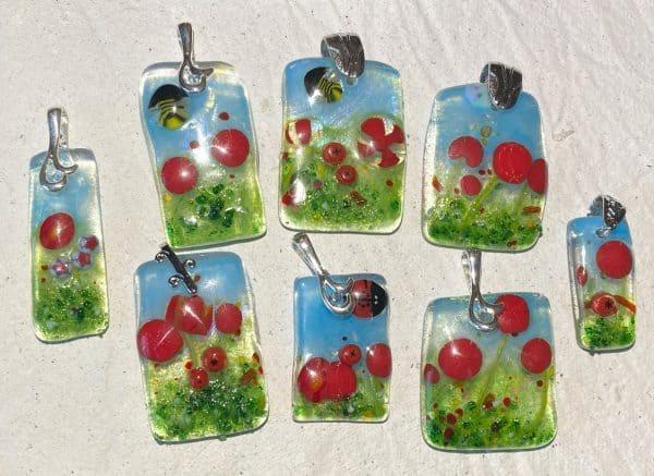 Fused Glass Flower Pendants