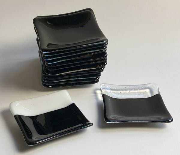 Custom Black Amenity Fused Glass Dishes for Hotels