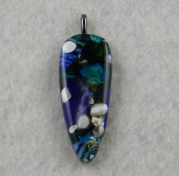 Blue, purple and vanilla fused glass pendant