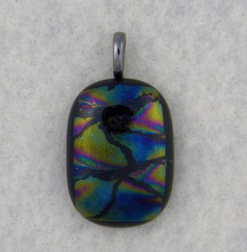 Fused Glass Iridized Pendent
