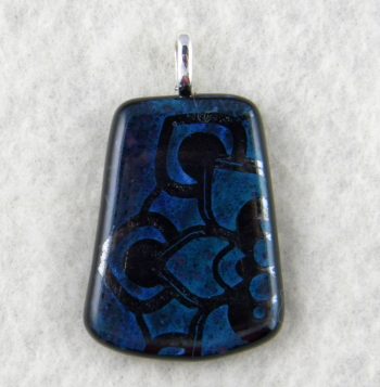 Fused Glass bluish purple with flower design