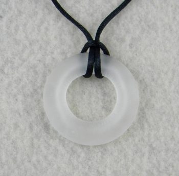 Round frosted recycled bottle pendant.