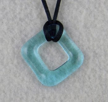 Light blue recycled bottle pendant.