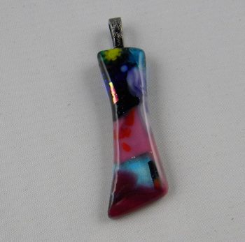 Handmade Multi-colored Organic Fused Glass Pendant