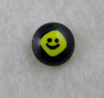 Handmade Fused Glass Tie Tacks with Yellow Smiley Face on a Black glass base