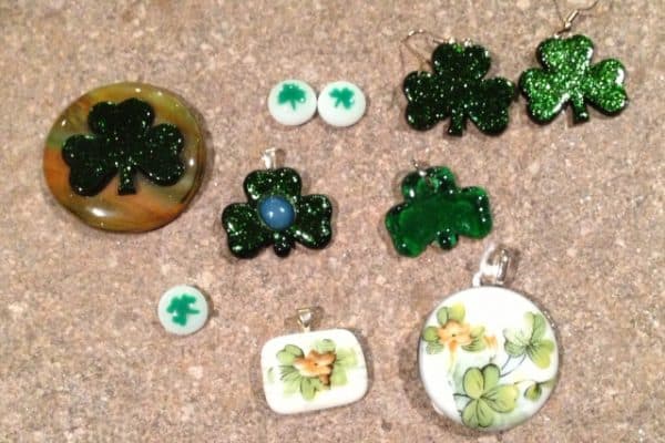 St Patrick's Day and Easter fused glass pendants