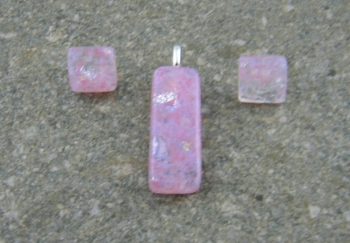Fused Glass Jewelry Set - Pink and Dichroic