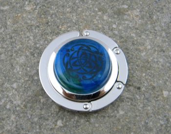 Fused Glass Purse Hanger - Blue with celtic design