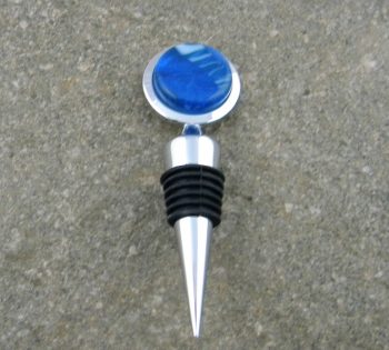 Fused Glass Wine Stopper - Blue