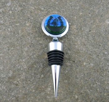 Fused Glass Wine Stopper- horse and horseshoe