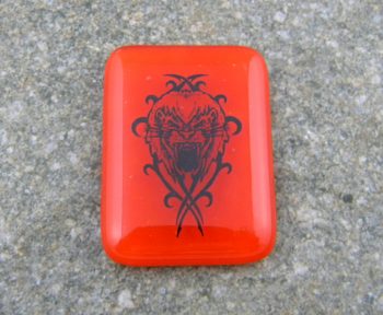 Fused Glass Poker Guard - Red with Celtic Lion