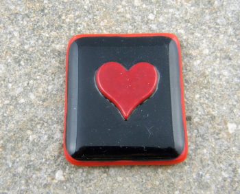 Fused Glass Poker Guard - Black with Red heart
