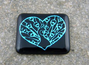 Fused Glass Poker Guard - Dichroic Peacock
