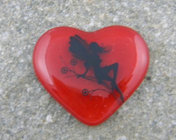 Fused Glass Poker Guard - Heart with Fairy