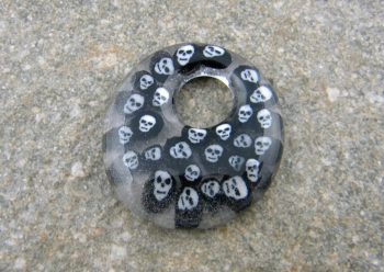 Fused Glass Pendant - Skull Murrine Donut