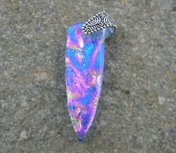 Fused Glass Pendant  - Rainbow Dichroic Shield