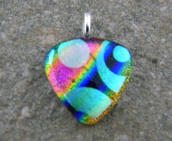 Fused Glass Pendant - Dichroic Rainbow Triangle