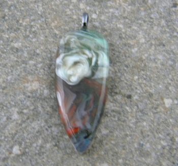 Fused Glass Pendant  - Watercolor Shield