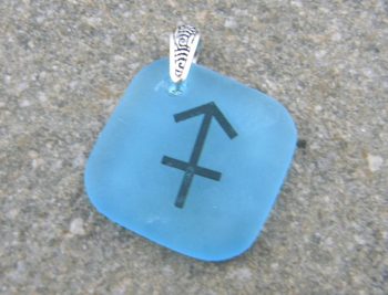 Recycled Glass Blue Sagittarius Zodiac Pendant