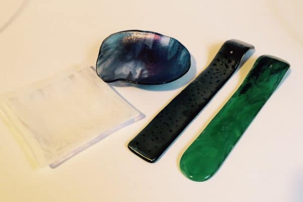 Fused glass shaving bowl, candle trivet,  and incense burner