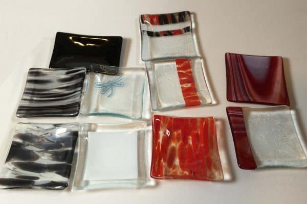 Samples of my Fused Glass Commercial soap dishes