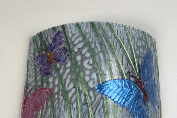 Fused Glass Painted Mantle Sconces