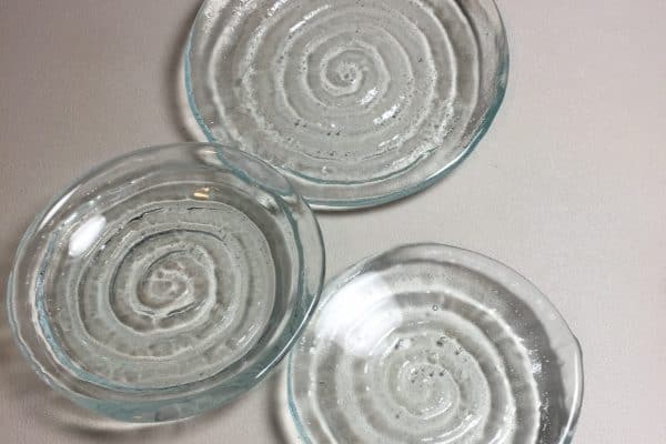 Clear Textured Fused Glass Bowls
