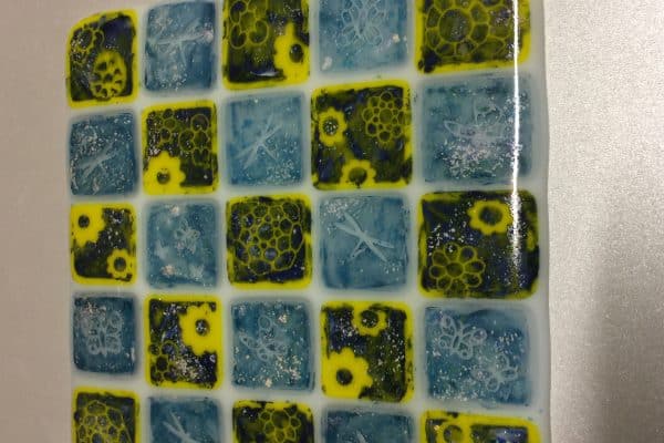 Fused Glass Painted Quilt Plate - Tanya / AAE Glass