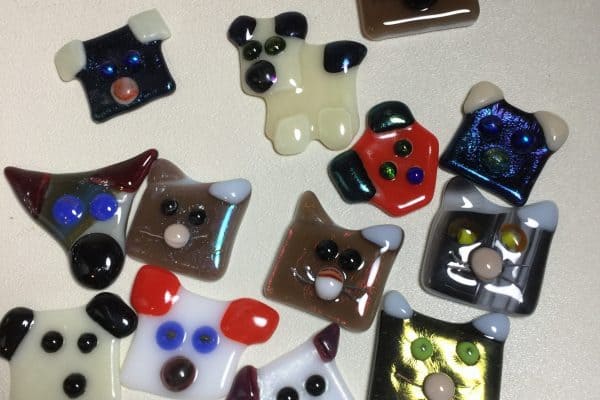 Christmas in July - fused glass Dogs and Cats