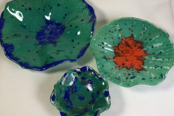 Fused Glass Flower Sculptures