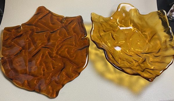 Fused Glass Amber Leaf Dish