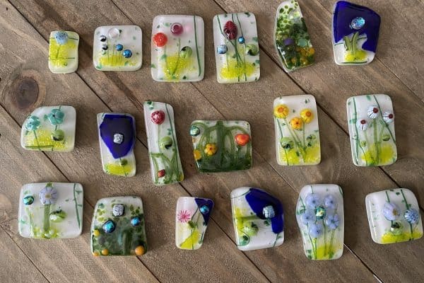 Fused Glass Flower Magnets