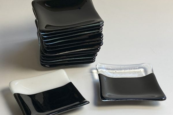Custom Black Amenity Fused Glass Dishes for Hotels
