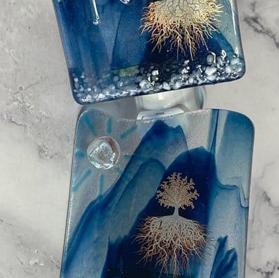 Aventurine Skies & Golden Roots: A Fused Glass Journey