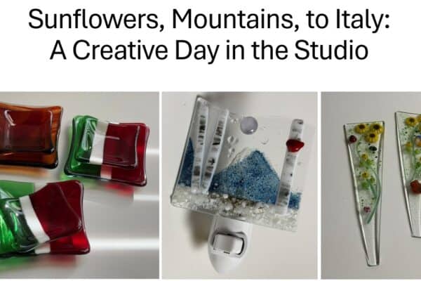 Sunflowers, Mountains & Dishes for Italy glass